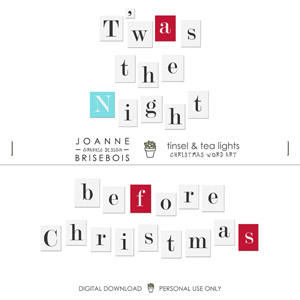 Tinsel and Tea Lights Christmas Word Art