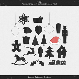 Noel Painted Shapes + Outlines Element Pack