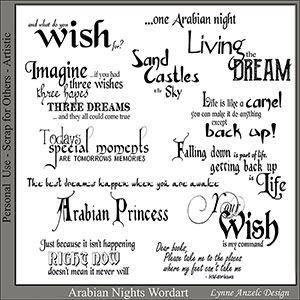 Arabian Nights Wordart and Brushes