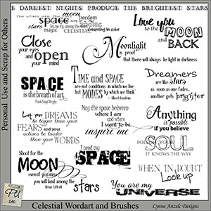 Celestial Wordart and Brushes