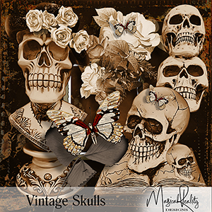 Vintage Skulls CU by MagicalReality Designs 