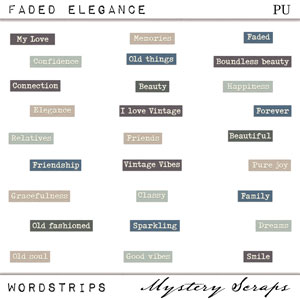 Faded Elegance Wordstrips by Mystery Scraps