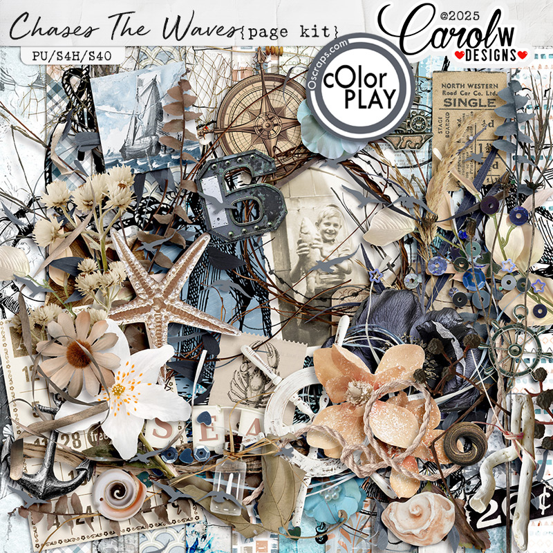 Chases The Waves-Page Kit