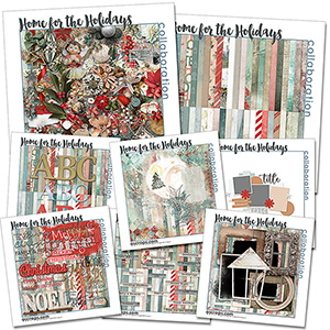 Digital Scrapbook Pack, Vintage Christmas Clusters by Lilach Oren