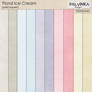 Floral Ice Cream Solid Papers
