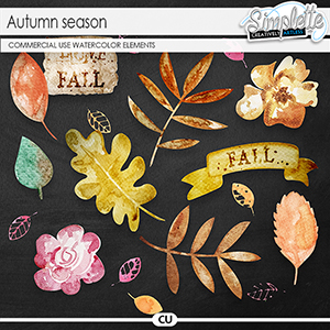 Autumn Season (watercolor CU elements) by Simplette | Oscraps