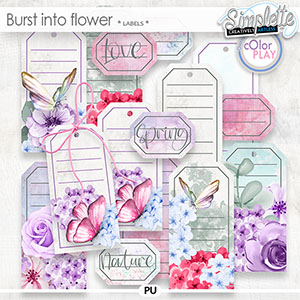 Burst into Flowers (labels) by Simplette | Oscraps