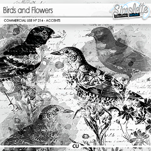 Birds and Flowers (CU accents) 214 by Simplette | Oscraps