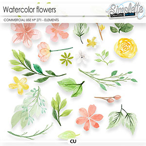 Watercolor Flowers (CU elements) 271 by Simplette