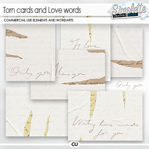 Torn cards and Love words (CU elements) by Simplette