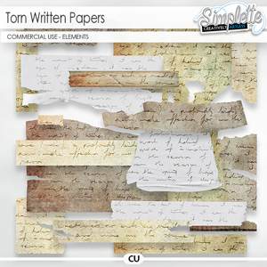 Torn Written Papers (CU elements) by Simplette | Oscraps
