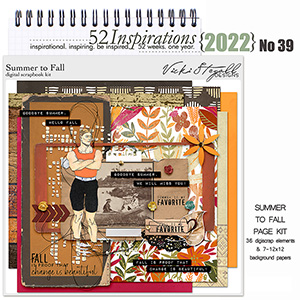 52 Inspirations 2022 No 39 Summer to Fall Scrapbook Kit by Vicki Stegall