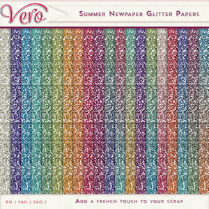 Summer Newspaper Glitter Papers by Vero