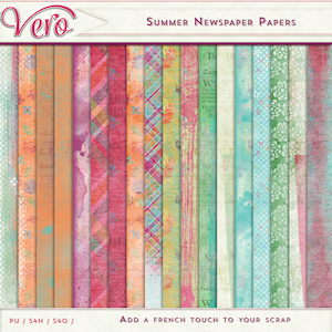 Summer Newspaper Patterned Papers by Vero