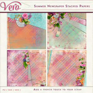 Summer Newspaper Stacked Papers by Vero