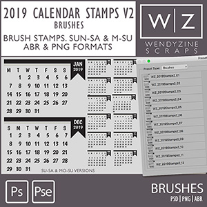 BRUSHES: 2019 Calendar Stamps v2