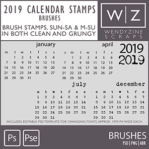 TEMPLATES: 2019 Calendar Stamps v1