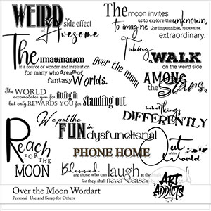 Over the Moon Wordart and Brushes