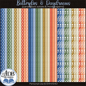 Butterflies & Daydreams Solid & Patterned Papers by ADB Designs