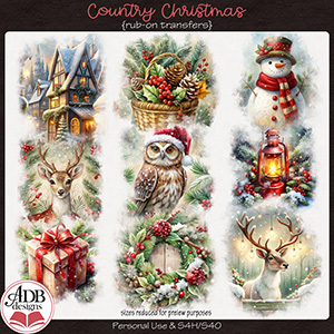 Country Christmas Rub-On Transfers by ADB Designs