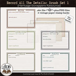 Heritage Resource Record The Details Brushes Vol 01 by ADB Designs CU/PU