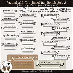Heritage Resource Record The Details Brushes Vol 02 by ADB Designs CU/PU