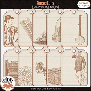 Ancestors Journaling Tags by ADB Designs