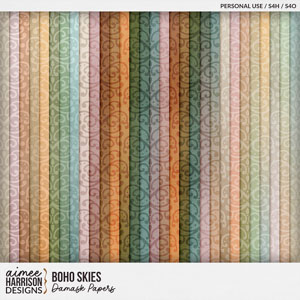Boho Skies Damask Papers by Aimee Harrison