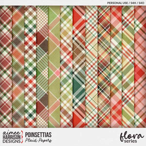 Poinsettias Plaid Papers by Aimee Harrison