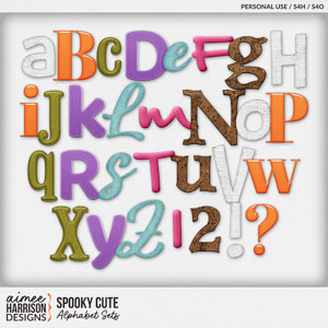 Spooky Cute Alphabet Sets by Aimee Harrison