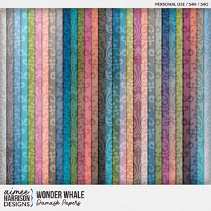 Wonder Whale Damask Papers by Aimee Harrison