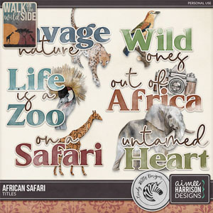 African Safari Titles by Aimee Harrison and Cindy Ritter Designs