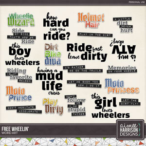 Free Wheelin' Word Art by Aimee Harrison