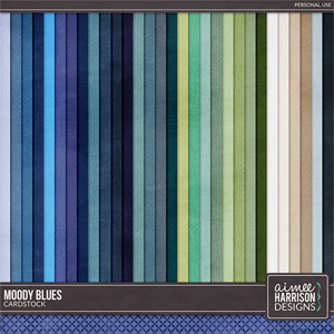 Moody Blues Cardstock Papers by Aimee Harrison