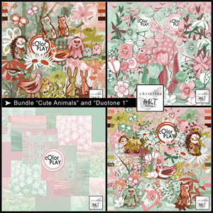 Bundle Cute Animals and Duotone hand drawn by Christine Art 