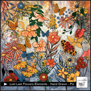 Lost Last Flowers Elements hand drawn by Christine Art