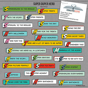 Super Duper Hero Word Strips