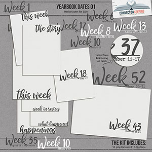 Yearbook 2023 Week Date Journal Cards and Stamps
