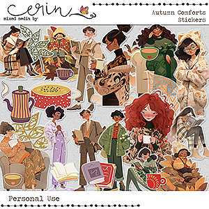 Autumn Comforts: Stickers by Mixed Media by Erin