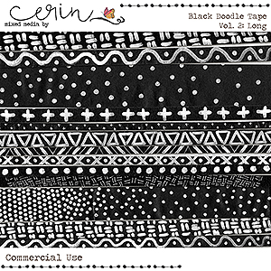 Black Doodled Tape Vol 2: Long (CU) by Mixed Media by Erin