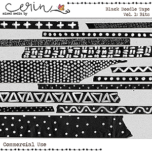 Black Doodled Tape Vol 1: Bits (CU) by Mixed Media by Erin