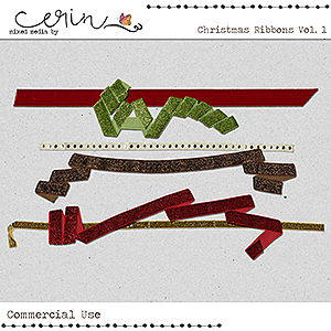 Christmas Ribbons Vol 1 (CU) by Mixed Media by Erin 