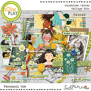 Dandelion Wishes {Collage Bits} by Mixed Media by Erin