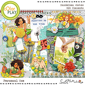 Dandelion Wishes {Kit Elements} by Mixed Media by Erin