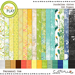 Dandelion Wishes {Kit Papers} by Mixed Media by Erin