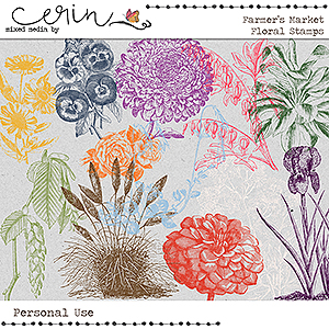 Farmer's Market Floral Stamps by Mixed Media by Erin 