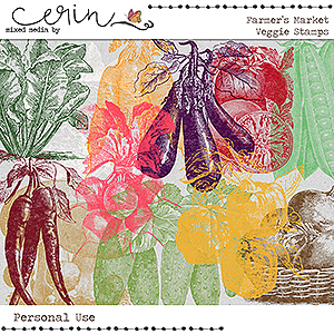 Farmer's Market Veggie Stamps by Mixed Media by Erin 