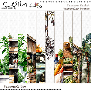 Farmer's Market Watercolor Papers by Mixed Media by Erin 