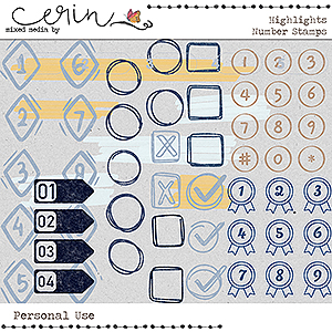 Highlights {Number Stamps} by Mixed Media by Erin