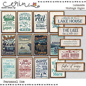 Lakeside: Vintage Signs by Mixed Media by Erin